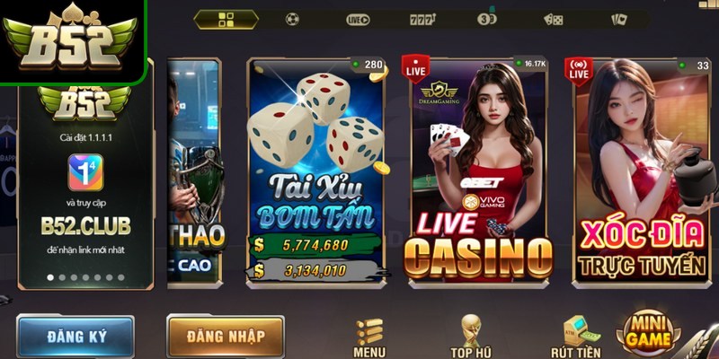 Truy cập trang chủ chính thức B52club để thao tác