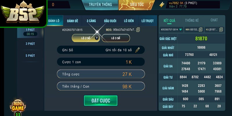 Các loại hình phổ biến khi tham gia cược lô đề siêu tốc b52club 