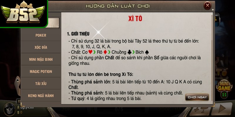 Hiểu rõ thứ tự và giá trị của các bộ bài là điều quan trọng khi chơi xì tố B52club